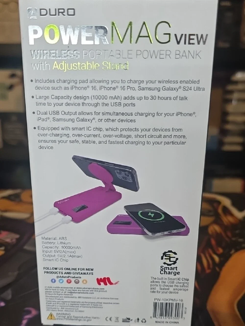 PowerMag View Wireless Portable Power Bank - Purple